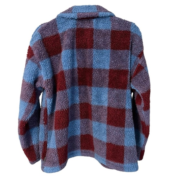 Eddie Bauer Mid Weight Plush 1/4 Zip Pullover Sweatshirt Burgundy Blue Large - Picture 5 of 5